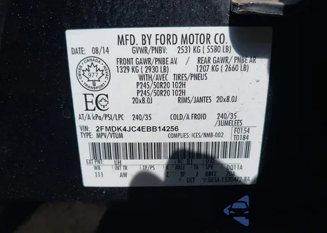 2014 Ford Edge Sel z USA, uszkodzony, nr VIN 2FMDK4JC4EBB14256